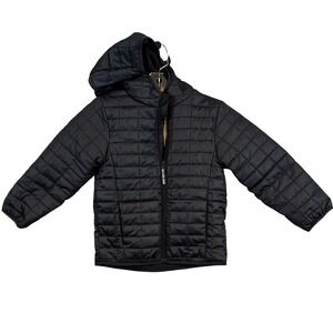 NWT Cat & Jack Black Quilted Puffer Jacket Hooded Fleece Lined Sz. 4/5 Warm Snow